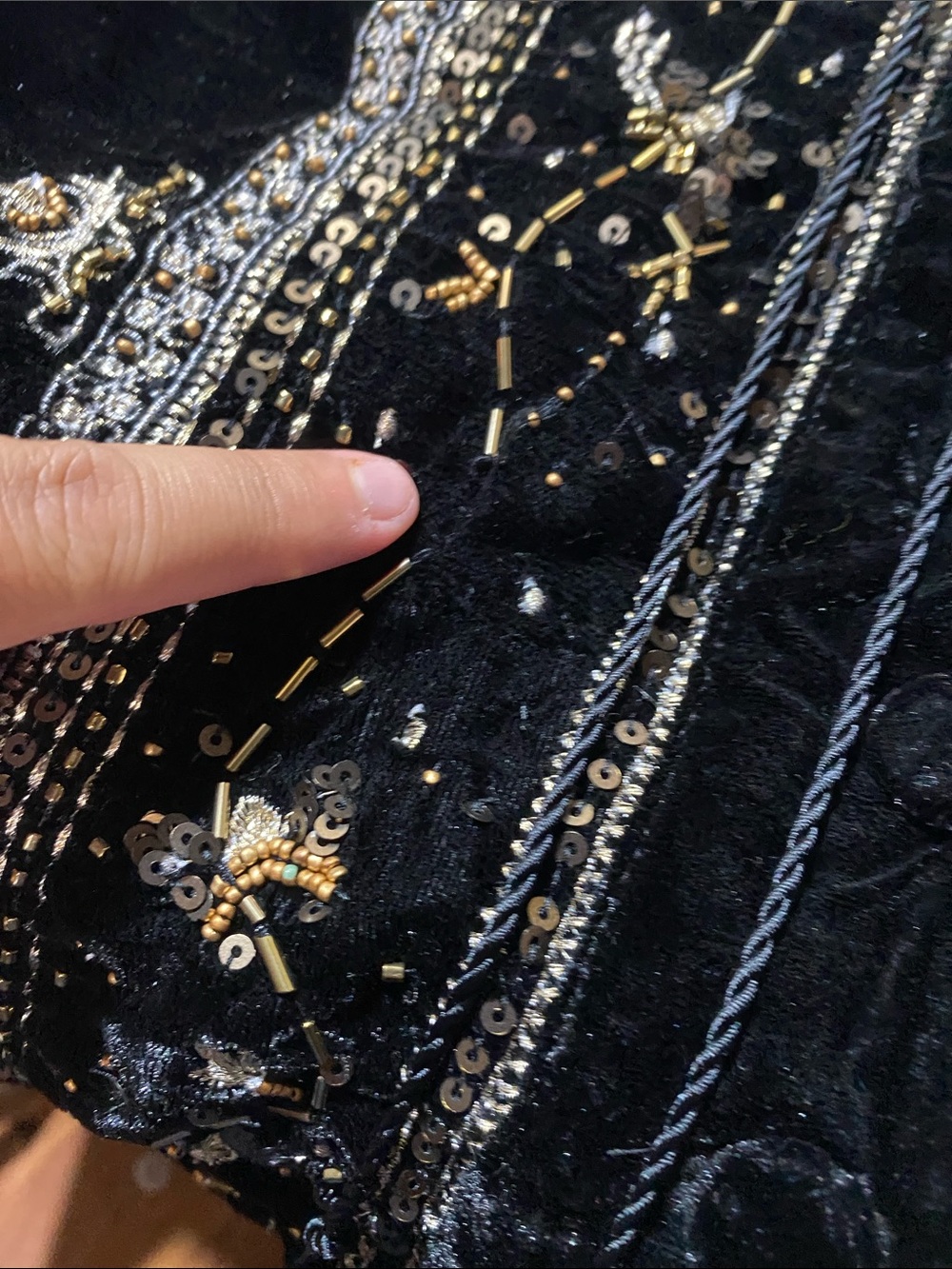 Free People Maxxie Embellished Velvet Jacket Black Small Beaded - Picture 9 of 10